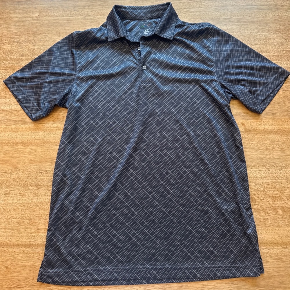 Greg Norman Play Dry Mens Golf Polo Shirt Medium Gray Grid Pattern Performance - Picture 4 of 7